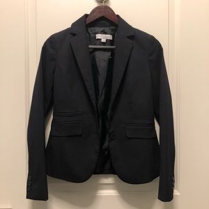 New York Co Black Gray Pinstripe Stretch Blazer 0